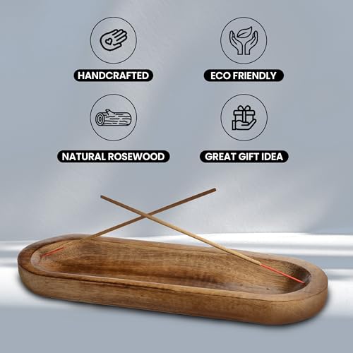 Unitedprime WIS/056 Incense Holder-Incense Burner/Ash Catcher-Handmade Wooden Insence Tray Home Decor 11X4X1.2 Inches thumb #5
