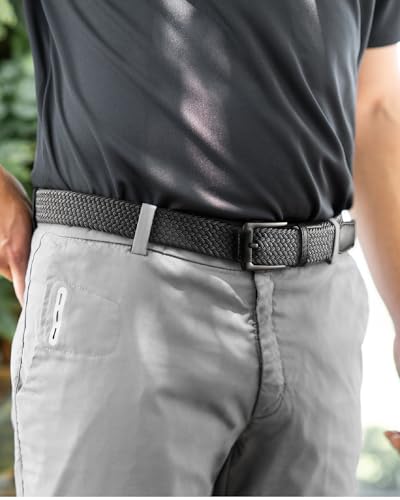 Image of CHAOREN Mens Stretch Belt - 1 3 /8 inch Elastic Braided Golf Belt for Men - Stretchy Web Fit Summer Casual Jeans