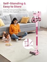 Dzaki Cordless Stick Vacuum Cleaner, 50KPa Brushless Motor Vacuum with Anti-Tangle, LED Display, 55-Min Runtime & Detachable Battery for Pet Hair, Carpet & Hardwood Floors (Cranberry) — image 4