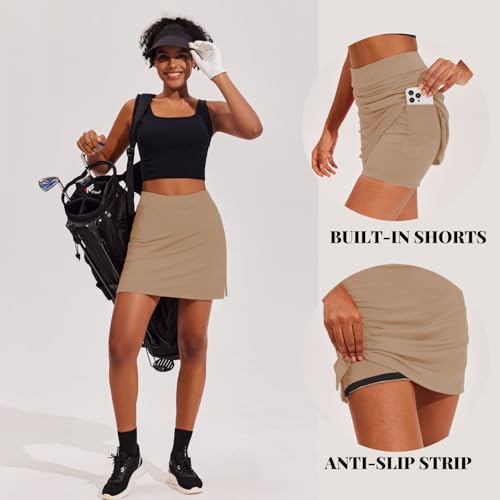 Image of Ekouaer 16 inch Golf Skorts for Woman with Inner Pockets Silicone Grippers Tennis Skirt Quick Dry Athletic Pickleball Skort