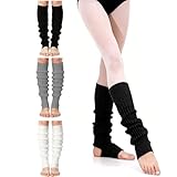 ZANSHI 3 PCS Leg Warmers for Women, Retro Knit Ballet Leg Warmers, Fashion Soft Accessories for Party Sports Yoga Dance (Black, White, Grey)