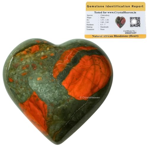 Image of Crystal Heaven Certified African Bloodstone Heart Palm Pebbles Stones For Anxiety Stress Relief Massage-Aaa Grade Original Healing Gemstone Agate Heart Palm Stone For Yoga Meditation Spiritual