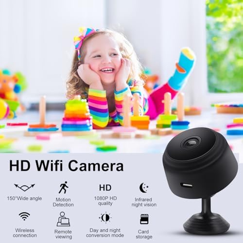 YISPK Hidden Camera,1080P HD WiFi Mini Nanny Cam with Night Vision & Motion Detection - Indoor/Outdoor Wireless Security Spy Cameras for Home, Car, Baby & Pet Monitoring-Upgraded A9 - 1
