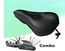 Combo Pack of Bicycle Seat Cover & Cycle Tool Kit | Soft Gel Padded Saddle for Comfortable Riding | Compact Multi-Function Bike Repair Kit gallery image