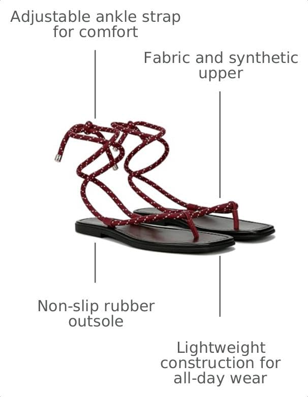 Image of Rope Flat Sandals for Women Strappy Open Toe Thong Sandals Summer Slingback Slip On Slide Sandals with Adjustable Strap