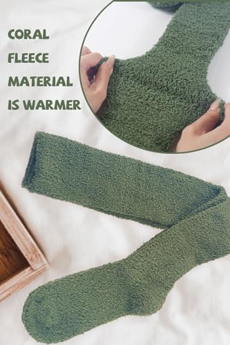 CutiePlusU Womens Thigh High Fuzzy Socks- Pure Color 2 Pairs Packing4