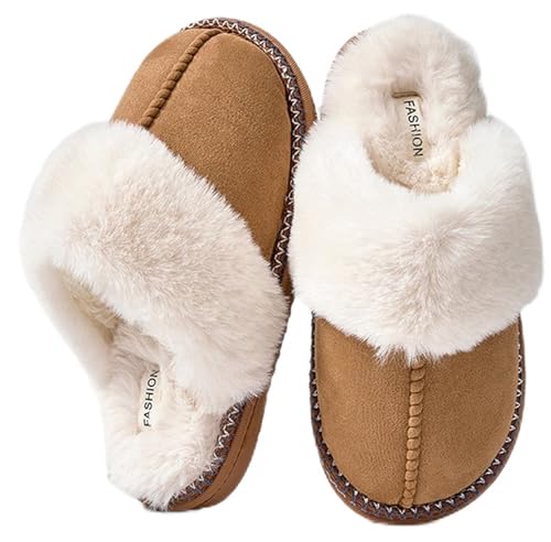 ChayChax Women’s Fuzzy Slippers Winter Warm Memory Foam House Shoes with Indoor Outdoor Non-Slip Sole