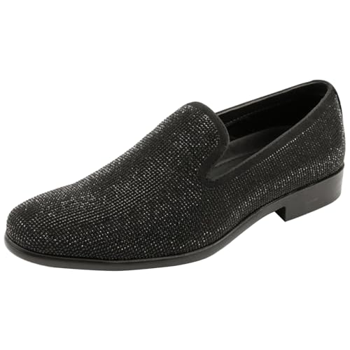 Image of Amali Men's Embellished Velvet Tuxedo Loafers, Smoking Slippers | Velvet slip-on smoking slippers with embellished upper for tuxedos, weddings and formal occasions