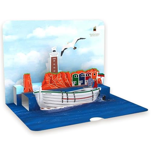Pop-Up Helgoland – maritimes Küstenmotiv | Große Pop-Up-Karte (17,5 x 12x5) – Mit Umschlag – herausziehbares Einlegeblatt zum Beschreiben