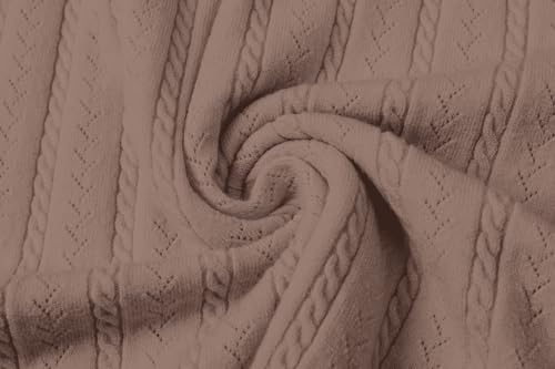 Image of SANGTREE Women's Cable Knit Half Sleeve Sweaters, Crew Neck Solid Color Knitted Summer Pullover Tops