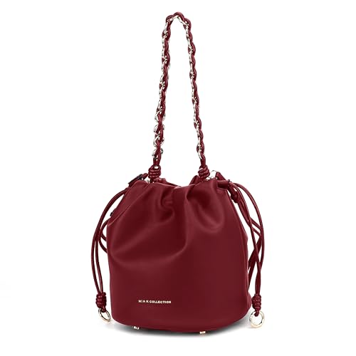 Image of MKF Collection Crossbody Bucket Bag for Women, Vegan Leather Drawstring Hobo Shoulder Bags Handbag Purse by Mia K