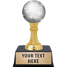 Crown Awards Disco Ball Trophies with Custom Engraving, 6" Personalized Glimmer Ball Dance Trophy On Black Base