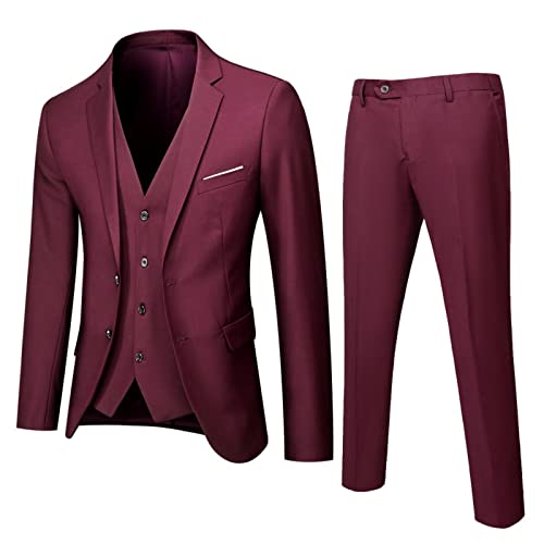 Men's 3 Piece Slim Fit Suit Set Casual One Button Blazer Jacket Vest Pants Solid Business Meeting Wedding Suit Set