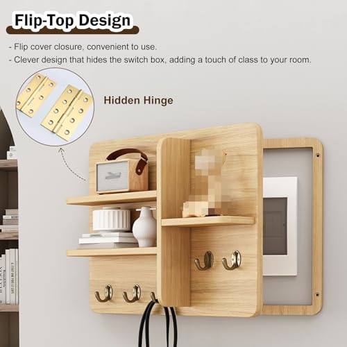 Elektrische Zählerbox Abdeckung, dekorativer Klappdeckel für Breaker Box, Verstecken von Gas- und Elektrotüren, Holzregal Stecktafel-Design für den Heimgebrauch
