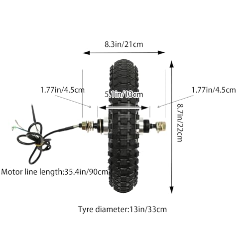 24V/12-inch Electric Brushless Gearless Motor Kit, 350W Motor Electronic Brake Disc Brake, Electric Brushless Motor Gear Front Rear Drive Wheel Hub for 10-14\" Electric Scooters & Electric Cars