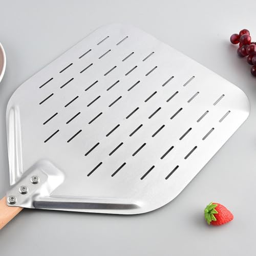 Espátula para pizza de acero inoxidable perforado con mango ergonómico 8