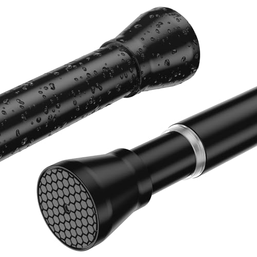 Image of Shower Curtain Rod 2 Pack Adjustable Curtain Rods 30-64 Inch Black Shower Curtain Rods no Drilling Expandable Tension Spring Rod for Bathroom Closet Doorway Door
