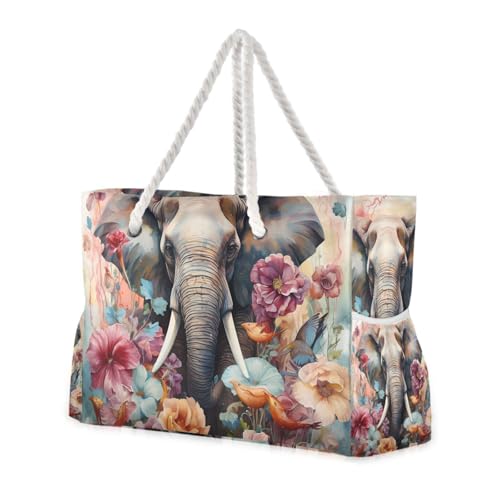 Sac de plage éléphant fleur spacieux pour protéger vos affaires du sable