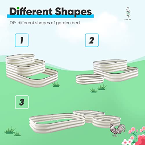 Quictent Galvanized 3 Tiered Raised Garden Bed Kit, 43X63X25.6 In Oval Planting Box Rubber Strip Edging, For Vegetables Outdoor 3-In-1 Assembly Modular (Beige) Include Liner #TOP2