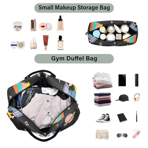 Aflyko Multicolor Unisex Adult Duffel Bag - 35L Travel Gym Tote Weekender Overnight Carry On Bag - Men Women Alien Rocket Sport Tote4