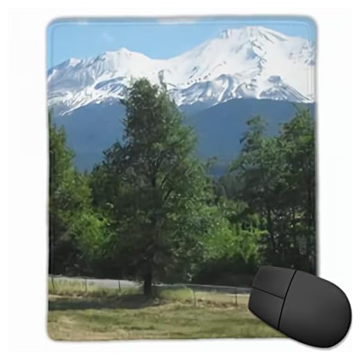 Mountain Shasa bakom träden gratis musmatta matta dator PC laptop musmattor spel kontor hem skrivbord tillbehör pryl
