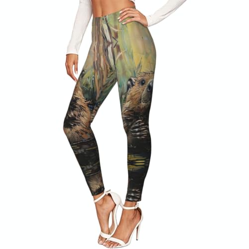 Leggings de compresión de castor para mujer ideales para yoga y paseo