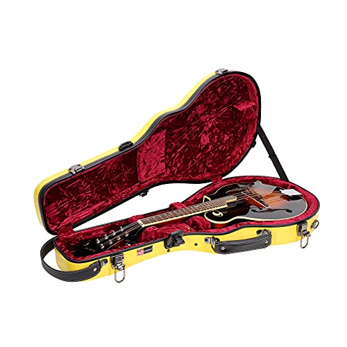 Image of Crossrock Case - Fiberglass Mandolin Case - Fits Both A & F Styles - Padded Straps, Accessory Compartment, Fixed & Removable Padding - Includes TSA Lock-Yellow(CRF1020MAFYL)