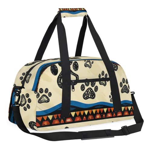 Cute Dog Paw Tribals Kids-Duffel-Bags Gymnastics Dance Bag Carry-On Overnight Travel Gym Lightweight Dance Sports Bags For Girls Boys Kids，3