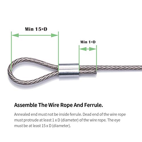 Toyeliu 100Pcs Aluminum Crimping Loop Sleeves Cable Crimp For 1/16" Diameter Wire Rope #TOP3