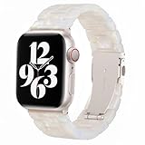 Bestig Resin Band Compatible with Apple Watch Bands for Women 40mm 38mm 41mm 42mm(Series 11 10), Lightweight Waterproof Strap for iWatch Series 10 9 8 7 6 5 4 3 2 1 SE Men,ColorfulIvoryWhite/Starlight