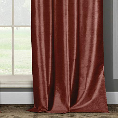 Duck River Textiles - Bali Solid Faux Silk Grommet Top Window Curtains For Living Room & Bedroom - Assorted Colors - Set Of 2 Panels (38 X 84 Inch - Rust Orange) #TOP3