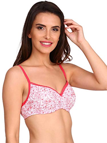 Image of Jockey 1723 Women Wirefree Padded Super Combed Cotton Elastane Stretch Medium Coverage T-Shirt Bra with Lace Styling