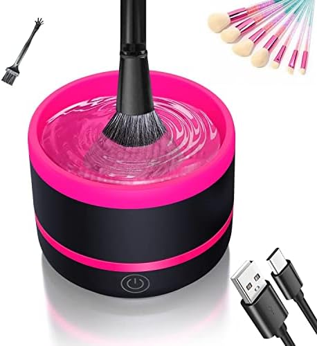 SOGUE Electric Makeup Brush cleaner with Silica gel mat bowl Portable Automatic USB Type-C 5V 1A Cosmetic make up brush cleaner Machine Tools, beauty brushs cleaner powered washer (purple)