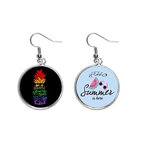 Pendientes de arco iris con diseño detallado de piña y sandía