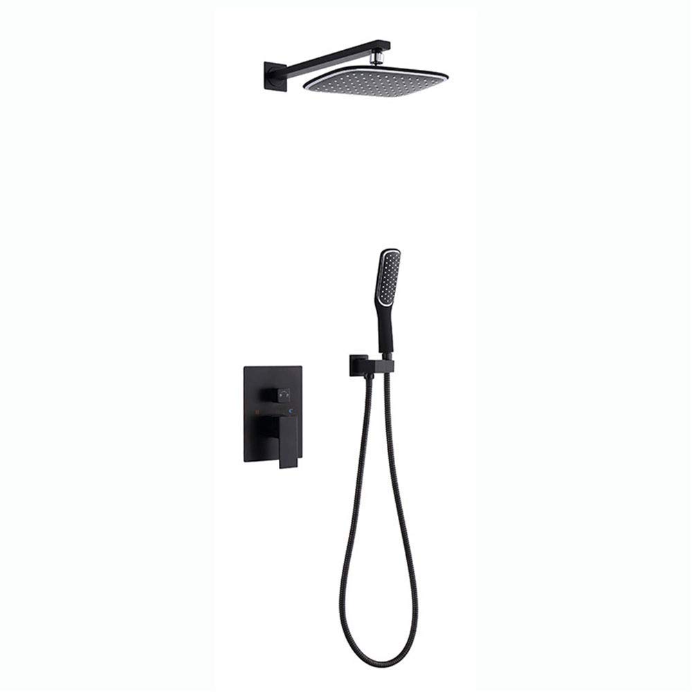 Robinet de douche noir avec mitigeur eau chaude froide et colonne réglable