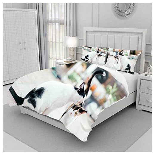 WDMXNZ Påslakan två kattungar super king size 86,6 B x 102,3 H tum sängkläder påslakan sängöverdrag, 2 örngott 50 x 75 x 2 cm