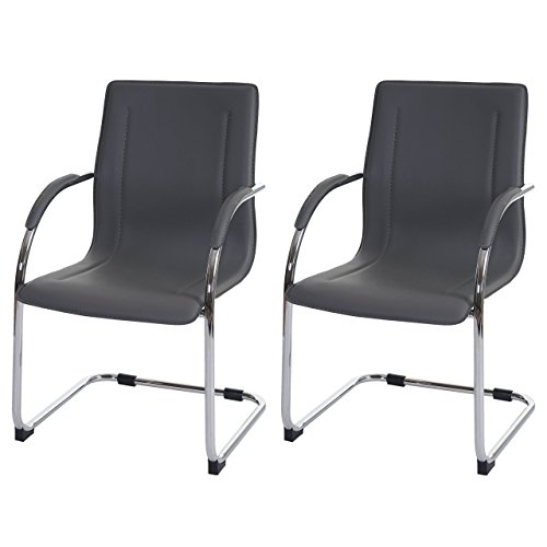 Preisvergleich Produktbild Mendler 2X Konferenzstuhl Samara, Besucherstuhl Freischwinger, PVC ~ grau