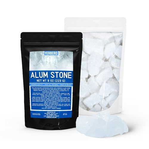 Yerbero - Alum Stone Block 8oz (226g) | White Alum Crystal Rock - Shaving Stone | Piedra De Alumbre Natural | Natural Deodorant & Antiperspirant | Shaving Stone | 100% Natural