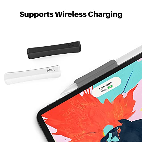 Image of NIUTRENDZ 3 Pack Silicone Grip for iPencil 2 & Apple Pencil Pro & Apple Pencil (USB-C) Ergonomic Design Protective Case Cover Sleeve (White + Grey + Black)