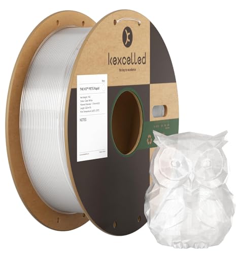 kexcelled Rapid PETG Filament 1.75mm Clear PETG High Speed Up to 400mm/s 3D Printer Filament 1kg,Highly Fluid Fast Printing,Fit Most FDM Printers,Transparent