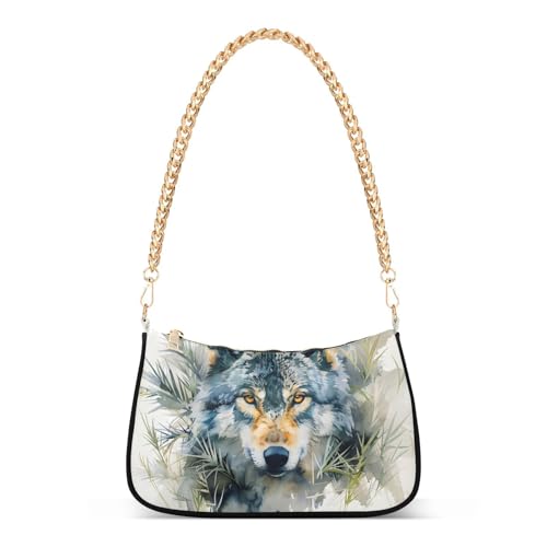 Sac à main fourre-tout femme multicolore avec motif artistique loup