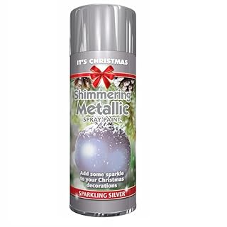 SuperGift.com 200ml Sparkling Spray Paint Multi-Purpose Use, Interior & Exterior, Ideal For Wood, Metal, Plastic, Ceramics & Ornaments - Quick Drying (Silver)
