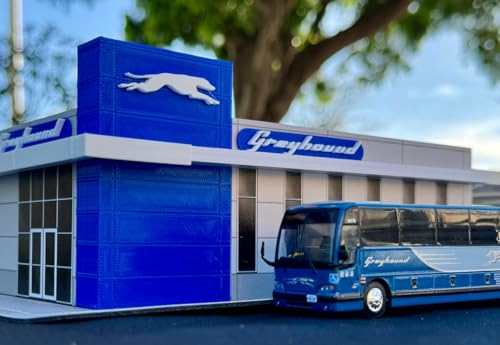 Iconic Replicas Greyhound Bus Station Diorama Perfect for HO Scale Greyhound Buses 1:87-HO Scale-Snaps Together Buses not Included.