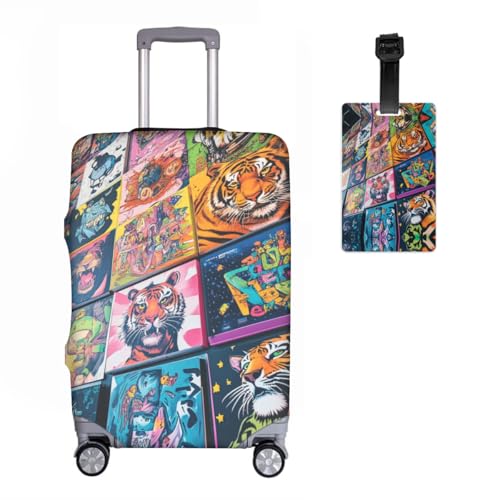 Housse de valise lavable contre les rayures de bagages taille M motif tigre R7