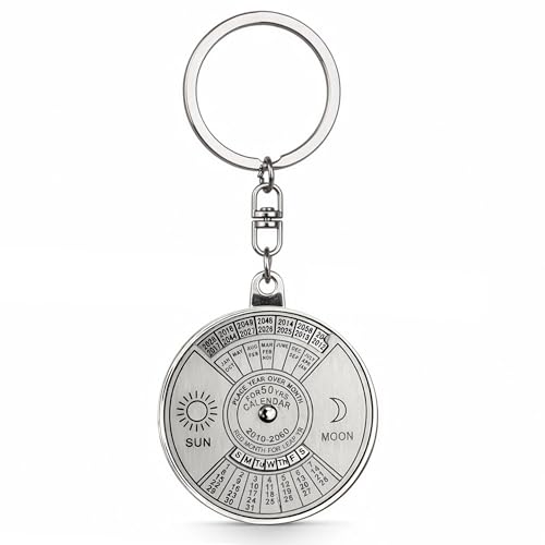 Storite 50 Years Calendar Key Chain || Rotating Perpetual Calendar Key Ring ll Metal Keychain || Keychain For Bike Car Bag Silver (1)