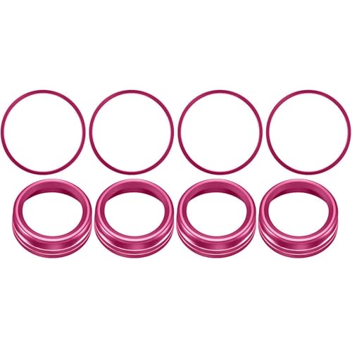 Image of Aluminum Alloy AC Knob Covers & Vent Outer Rings Kit for Toyota Tacoma 2016-2023 (8pcs Pink) - HVAC Control Button Covers, Air Conditioner Vent Trim Rings, Metal Interior Upgrade Accessories