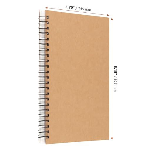 Cahier de notes vierge A5 de qualité supérieure avec couverture kraft rigide et reliure double