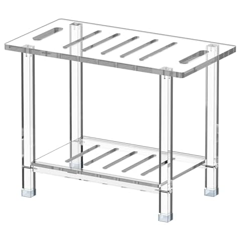Sumerflos Acrylic Shower Bench for Inside Shower - 24.02" L x 12.99" W x 18.31" H Bathroom Shower Stool with Storage Shelf Heavy Duty (Hold Up To 400lbs) for Shaving Legs Waterproof Non-Slip Cover