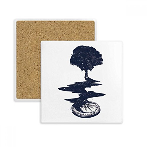 Dessous de verre boussole arbre support tasse pierre absorbante boisson - 2