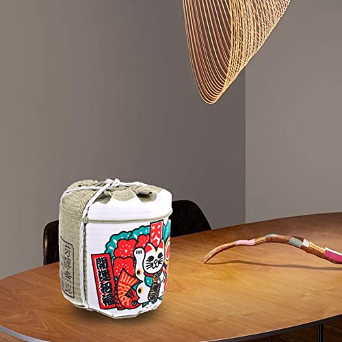 PRETYZOOM Japanese Sake Barrel, Japanese Saki Bucket Sake Bottle Decanter Barrel Biraki Set Sushi Bars Decoration for Home Restaurant B